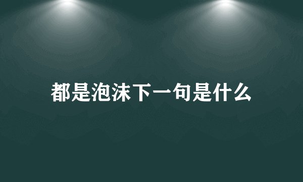 都是泡沫下一句是什么