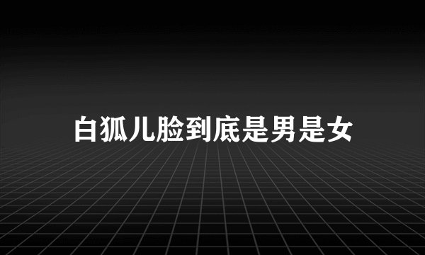 白狐儿脸到底是男是女