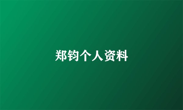 郑钧个人资料