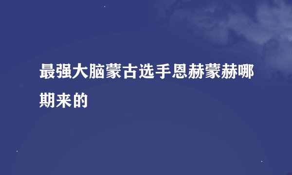 最强大脑蒙古选手恩赫蒙赫哪期来的