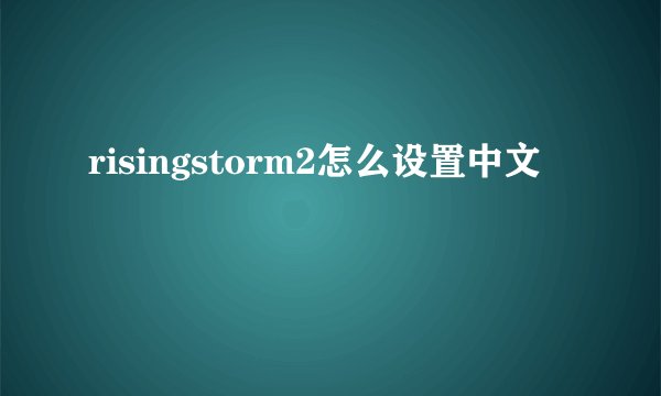 risingstorm2怎么设置中文