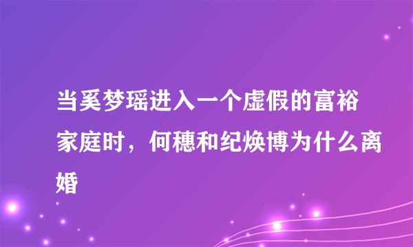 当奚梦瑶进入一个虚假的富裕家庭时，何穗和纪焕博为什么离婚