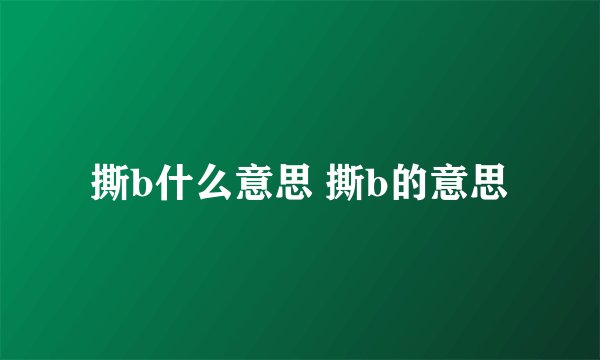 撕b什么意思 撕b的意思