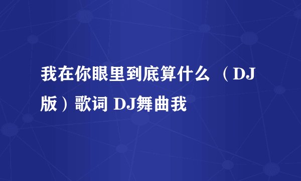 我在你眼里到底算什么 （DJ版）歌词 DJ舞曲我