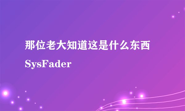 那位老大知道这是什么东西   SysFader