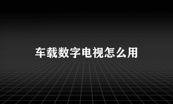 车载数字电视怎么用