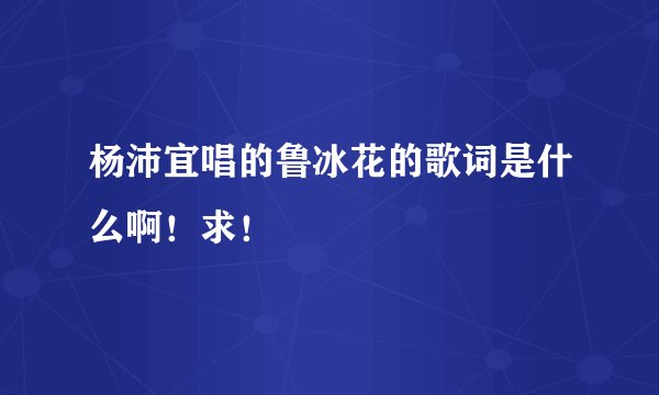 杨沛宜唱的鲁冰花的歌词是什么啊！求！
