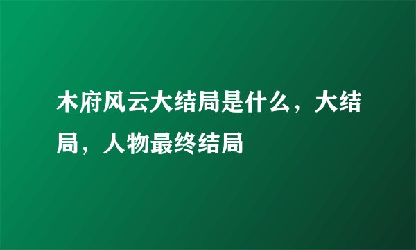 木府风云大结局是什么，大结局，人物最终结局