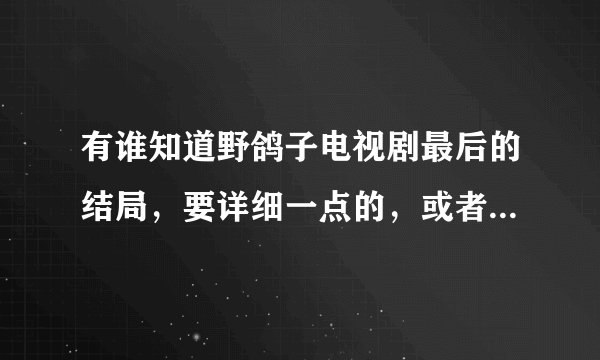 有谁知道野鸽子电视剧最后的结局，要详细一点的，或者分集剧情更好