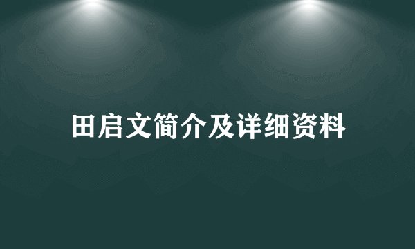 田启文简介及详细资料