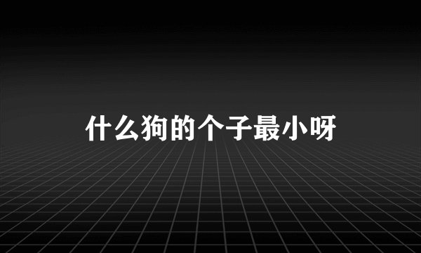 什么狗的个子最小呀