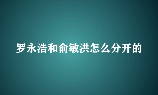 罗永浩和俞敏洪怎么分开的
