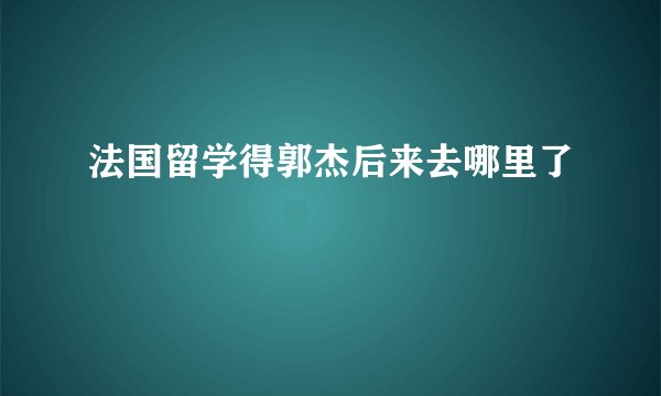 法国留学得郭杰后来去哪里了