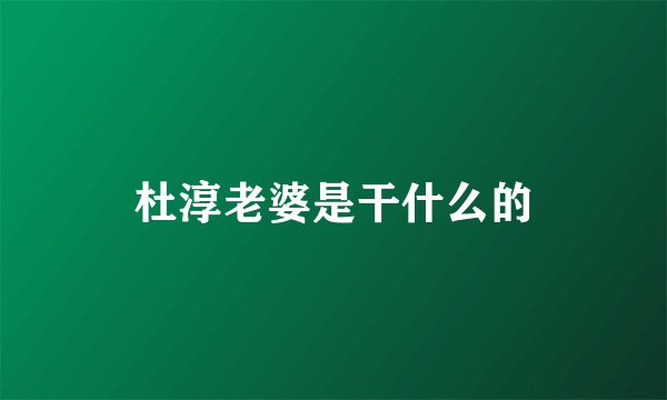 杜淳老婆是干什么的