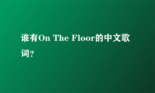 谁有On The Floor的中文歌词？