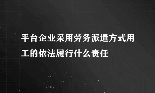 平台企业采用劳务派遣方式用工的依法履行什么责任