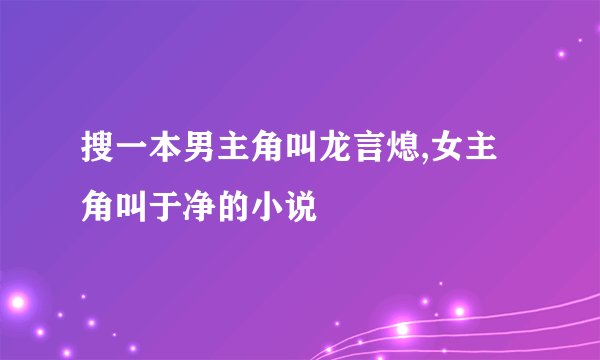 搜一本男主角叫龙言熄,女主角叫于净的小说