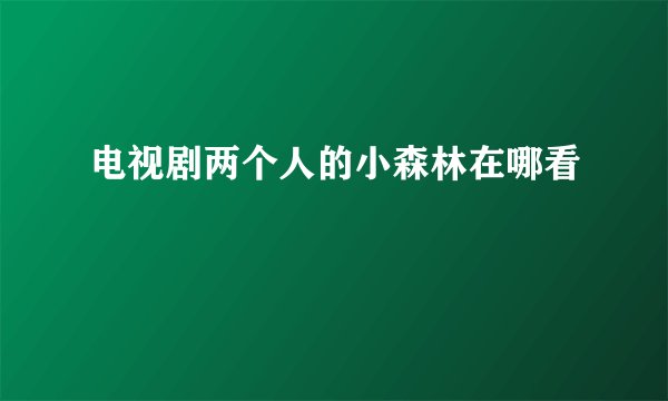 电视剧两个人的小森林在哪看