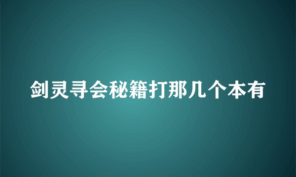 剑灵寻会秘籍打那几个本有