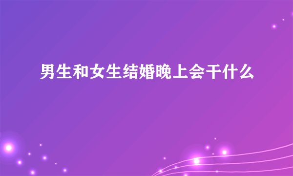 男生和女生结婚晚上会干什么