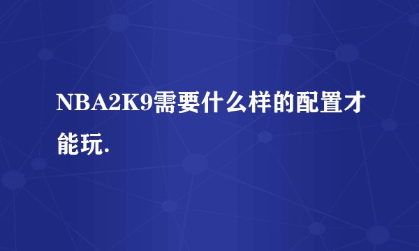 NBA2K9需要什么样的配置才能玩.