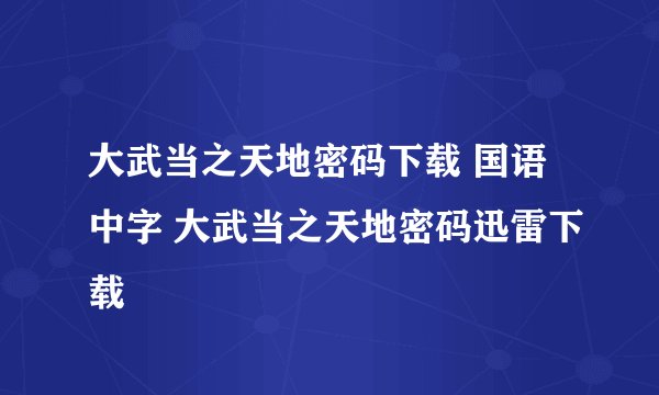 大武当之天地密码下载 国语中字 大武当之天地密码迅雷下载