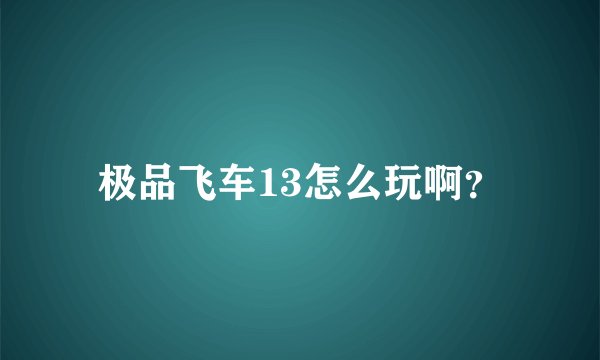 极品飞车13怎么玩啊？