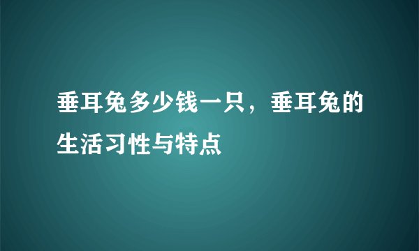 垂耳兔多少钱一只，垂耳兔的生活习性与特点