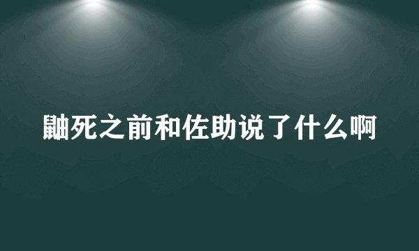 鼬死之前和佐助说了什么啊
