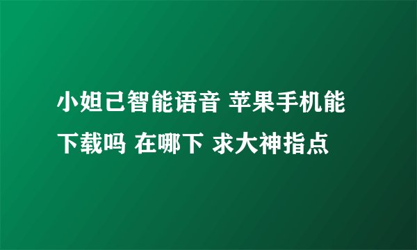 小妲己智能语音 苹果手机能下载吗 在哪下 求大神指点