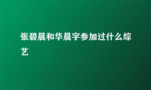 张碧晨和华晨宇参加过什么综艺