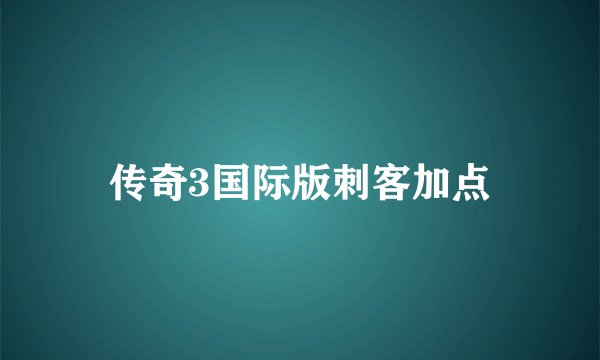 传奇3国际版刺客加点