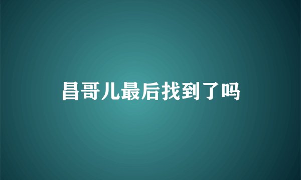 昌哥儿最后找到了吗