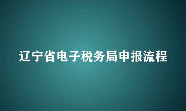 辽宁省电子税务局申报流程