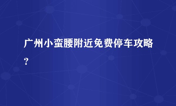广州小蛮腰附近免费停车攻略？