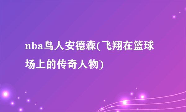 nba鸟人安德森(飞翔在篮球场上的传奇人物)