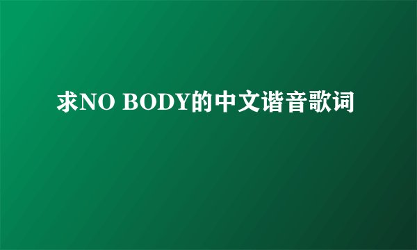 求NO BODY的中文谐音歌词