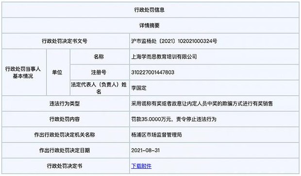 上海学而思被罚35万,究竟是为何?