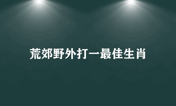 荒郊野外打一最佳生肖