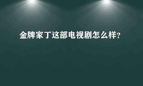 金牌家丁这部电视剧怎么样？