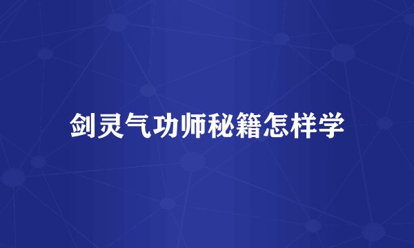 剑灵气功师秘籍怎样学