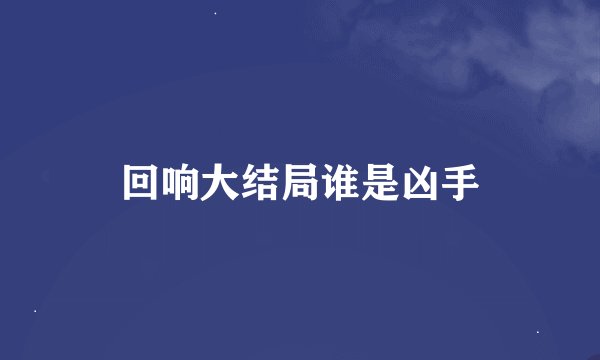 回响大结局谁是凶手
