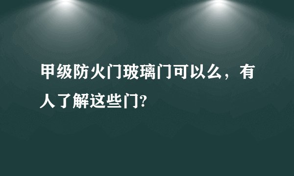 甲级防火门玻璃门可以么，有人了解这些门?