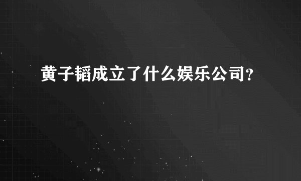 黄子韬成立了什么娱乐公司？