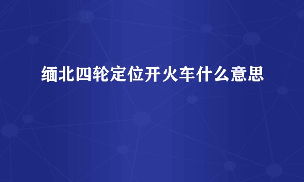 缅北四轮定位开火车什么意思
