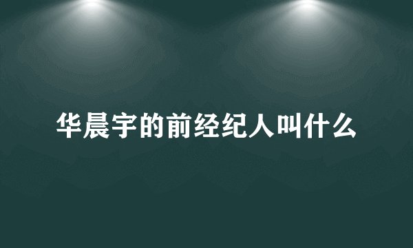 华晨宇的前经纪人叫什么
