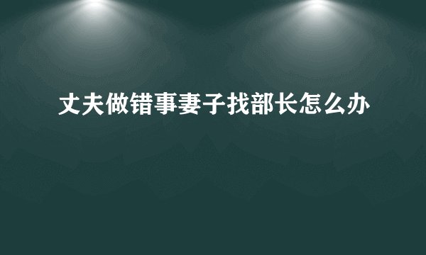 丈夫做错事妻子找部长怎么办