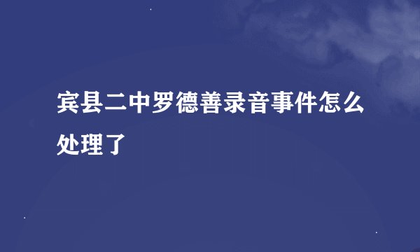 宾县二中罗德善录音事件怎么处理了
