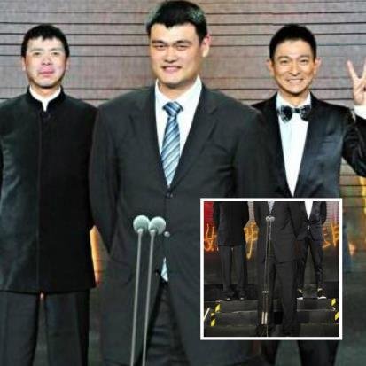 为何都说姚明是合影杀手？科比成高中生，陈乔恩竟只到胃部？