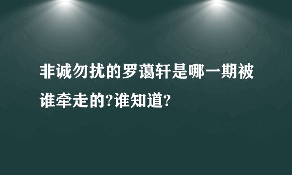 非诚勿扰的罗蔼轩是哪一期被谁牵走的?谁知道?